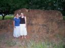 Kathy and her daughter Jessica at Nalerigu’s only historic monument: The Slave Wall - Photo by Dr. Earl Hewitt