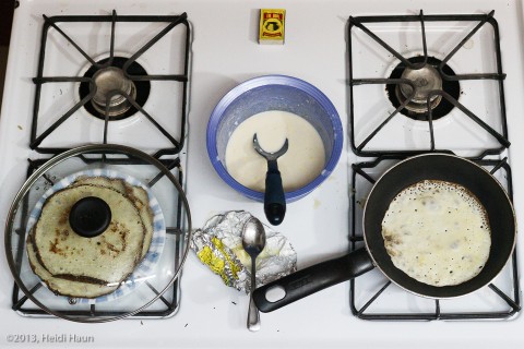 Crepes on the stove